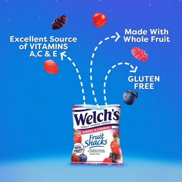 Welch's Fruit Snacks Bundle, Mixed Fruit & Berries 'N Cherries, Gluten Free, Bulk Pack, Individual Single Serve Bags, 0.8 oz (Pack of 80) - Image 7