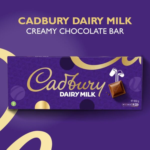 Cadbury Dairy Milk Chocolate Gift Bar, The Classic Creamy Taste, Perfect for Sharing, Extra-Large, 850 g (Pack of 1) - Image 4