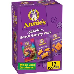 🚚Annie's Organic Variety Pack, Easter Basket Stuffers, Cheddar Bunnies, Bunny Grahams, and Cheddar Squares, 11 oz, 12 Pouches