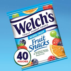 Welch's Fruit Snacks Bundle, Mixed Fruit & Berries 'N Cherries, Gluten Free, Bulk Pack, Individual Single Serve Bags, 0.8 oz (Pack of 80)
