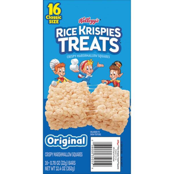 Rice Krispies Treats Crispy Marshmallow Squares, Kids Snacks, Snack Bars, Original, 12.4oz Box (16 Bars) - Image 4