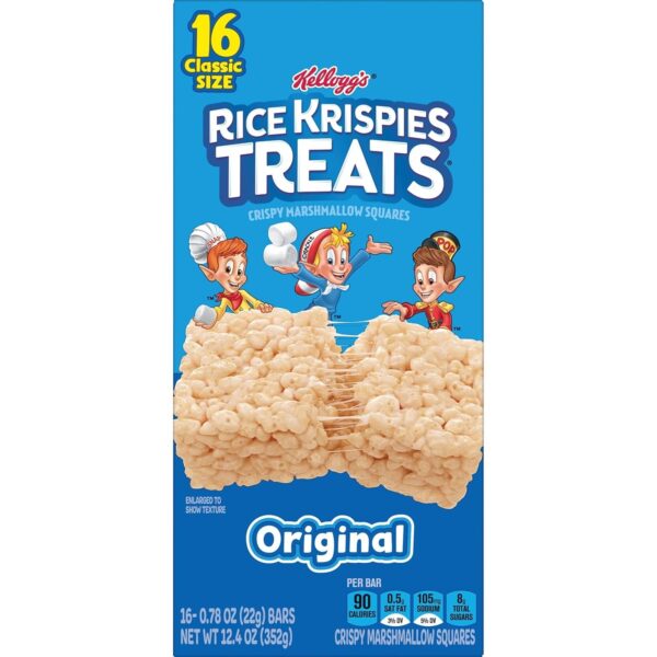 Rice Krispies Treats Crispy Marshmallow Squares, Kids Snacks, Snack Bars, Original, 12.4oz Box (16 Bars) - Image 8